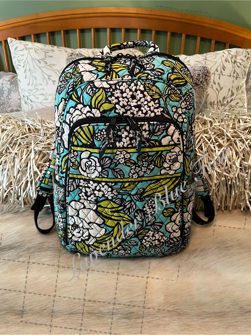 VERA BRADLEY Island Blooms 2012 Laptop Backpack Turquoise  Floral Y2K Worl
